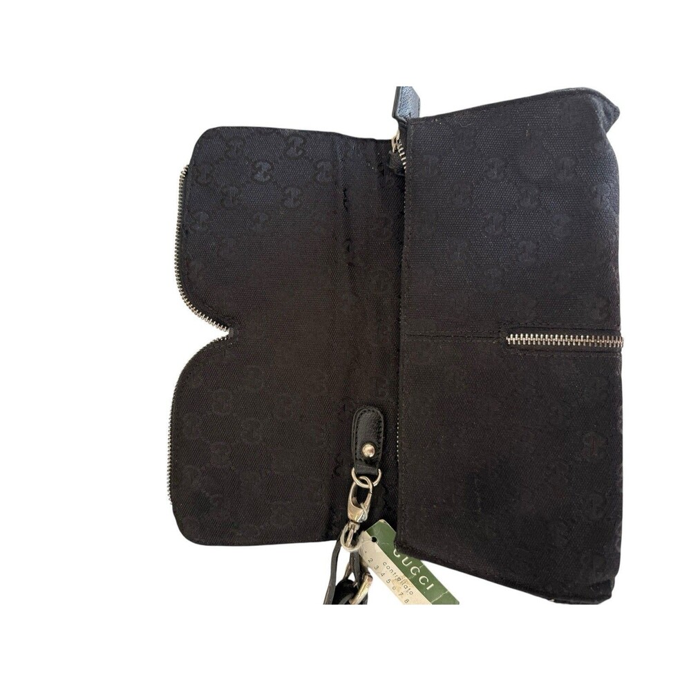 Vintage Gucci Clutch Bag Wristlet Purse Canvas Black Original Tag Attached - Picture 6 of 9